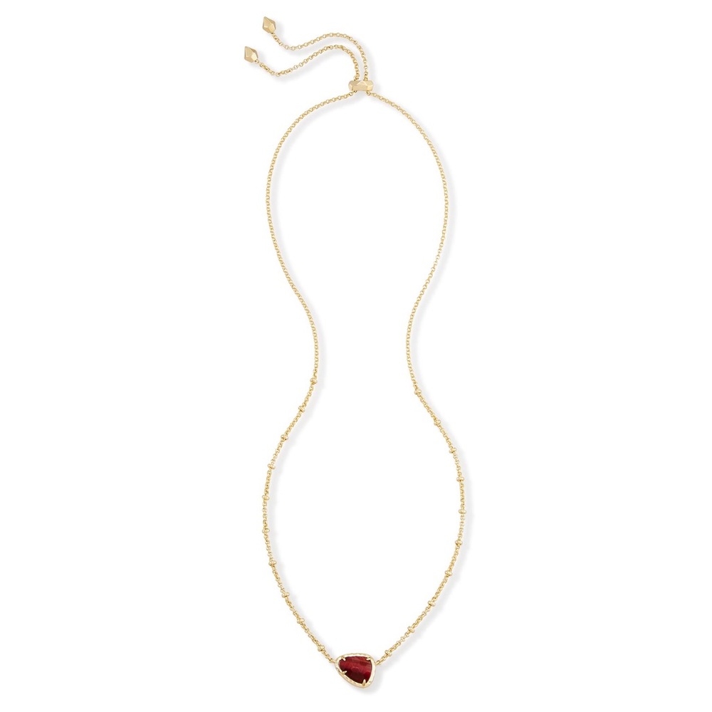 NWT Kendra Scott Arleen Pendant Necklace Bordeaux Tiger’s Eye Gold Tone - Picture 4 of 13